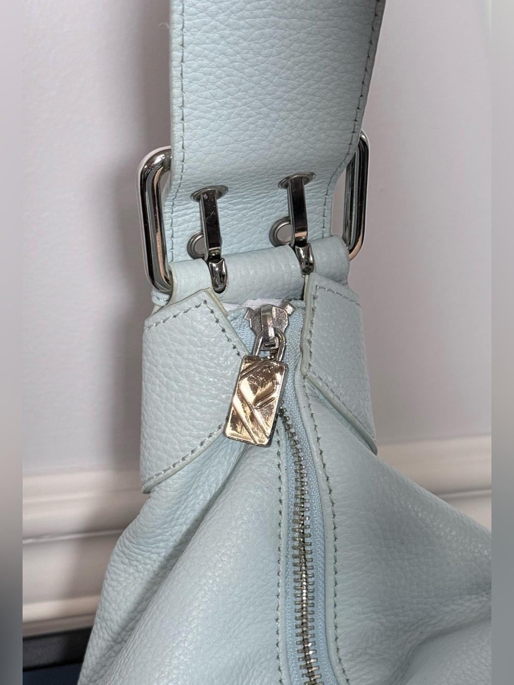 Furla Light Blue Pebbled Leather Shoulder Bag | ✨ | 2000s–Early 2010s ✨ - Picture 5 of 8